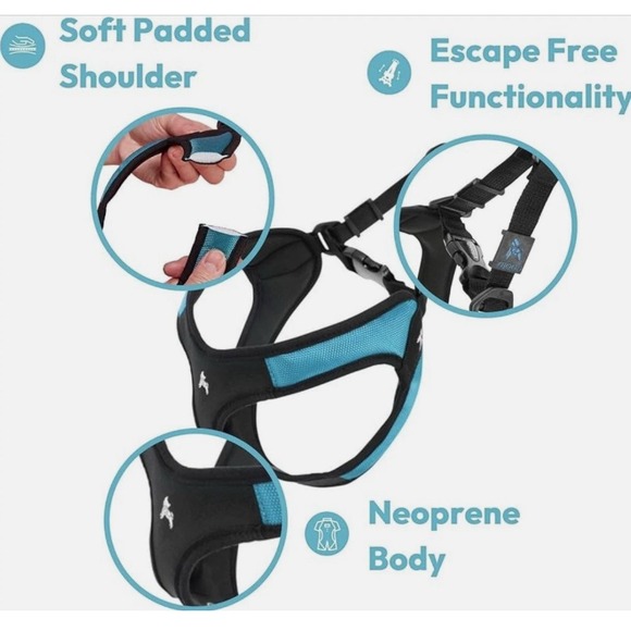No-Pull‎ Dog Harness - Gooby Escape Free, Easy Fit Harness, Turquoise, Large USA - Picture 2 of 6